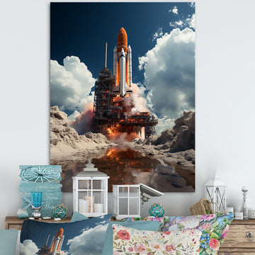 Rocketship Beyond The Atmosphere I - Rocketship Canvas Wall Art